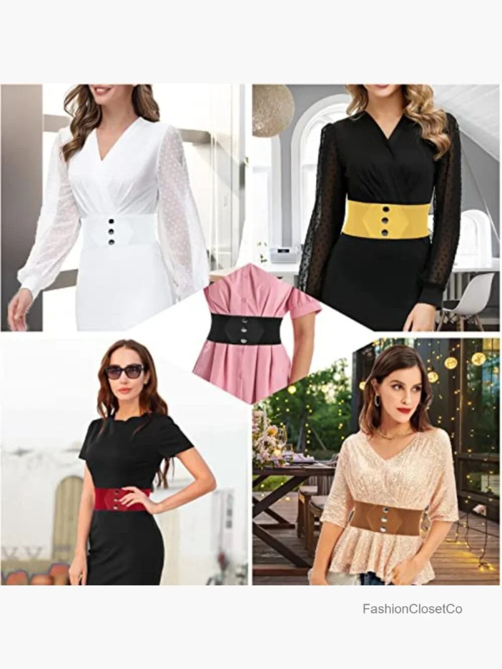 Snap-Button Corset Belt Wide Stretchy Waistband Elastic Belts for Dress